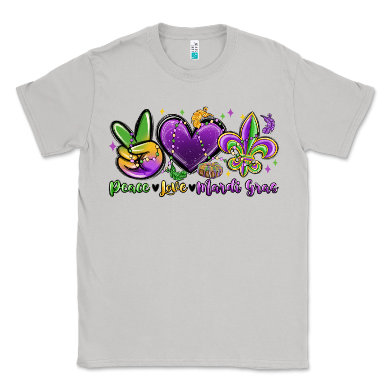 Peace Love Mardi Gras Classic Tee by MaliasSmallBusiness | Teevron