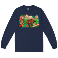 Navy teacher fall Long Sleeve Tee - MaliasSmallBusiness