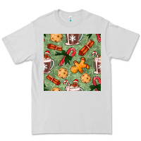 Dove Grey christmas hot chocolate and cookies seamless pattern Premium Tee - BundleAndBundleShop