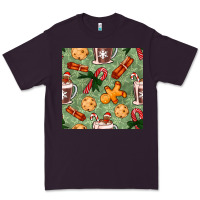 Plum christmas hot chocolate and cookies seamless pattern Premium Tee - BundleAndBundleShop