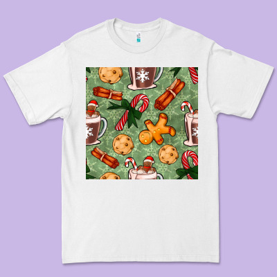 Christmas Hot Chocolate And Cookies Seamless Pattern Premium Tee Designed By Bundleandbundleshop