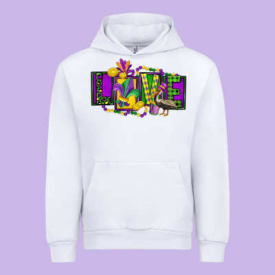Mardi Gras Love Urban Hoodie Designed By Fadigitalartstudio