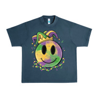 Midnight Navy smiley face mardi gras Urban Heavy Tee - MaliasSmallBusiness