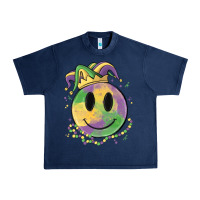 Navy smiley face mardi gras Urban Heavy Tee - MaliasSmallBusiness