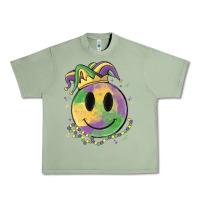 Oil Green smiley face mardi gras Urban Heavy Tee - MaliasSmallBusiness