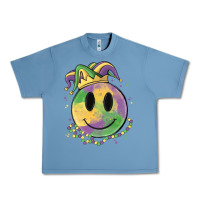 Pebble Blue smiley face mardi gras Urban Heavy Tee - MaliasSmallBusiness