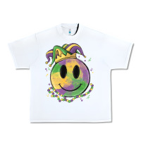 White smiley face mardi gras Urban Heavy Tee - MaliasSmallBusiness