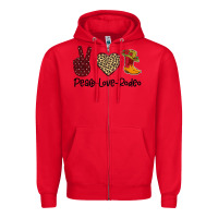 Red Peace Love Rodeo Zipper Hoodie - Bettercallsaul