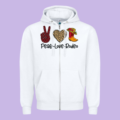 Peace Love Rodeo Zipper Hoodie Designed By Bettercallsaul