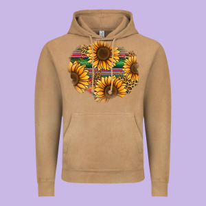 Sunflower Leopard Serape Patch Vintage Hoodie Designed By Jasminsmagicworld
