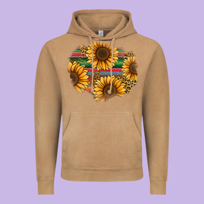 Sunflower Leopard Serape Patch Vintage Hoodie Designed By Jasminsmagicworld