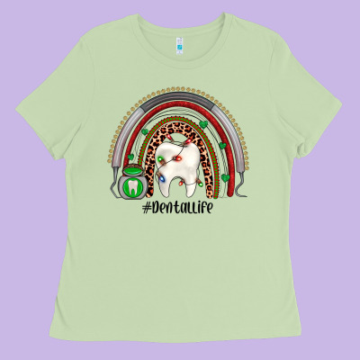 Christmas Dental Life Rainbow Ladies Tee Designed By Jahusdesignshop
