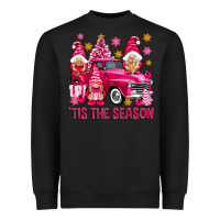Black Tis' the season pink Christmas gnomes truck Heavyweight Sweatshirt - NancyCooperArtShop