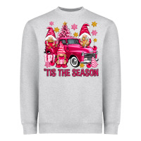 Heather Grey Tis' the season pink Christmas gnomes truck Heavyweight Sweatshirt - NancyCooperArtShop
