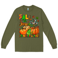 Army Green fall for jesus he never leaves Long Sleeve Tee - MaliasSmallBusiness