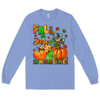 Colony Blue fall for jesus he never leaves Long Sleeve Tee - MaliasSmallBusiness