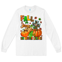 White fall for jesus he never leaves Long Sleeve Tee - MaliasSmallBusiness