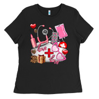 Black nurse  valentines day love Ladies Tee - AdoDesignShop