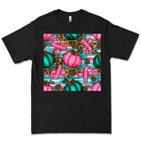 Black breast cancer awareness with pumpkins seamless pattern Premium Tee - BundleAndBundleShop