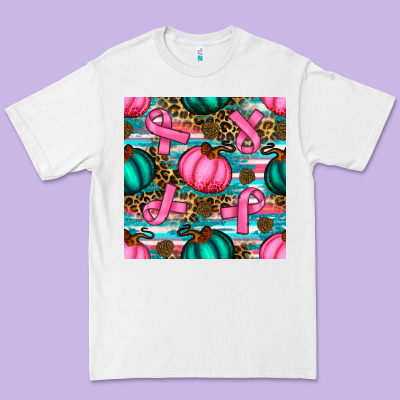 Breast Cancer Awareness With Pumpkins Seamless Pattern Premium Tee Designed By Bundleandbundleshop