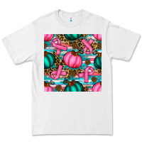 White breast cancer awareness with pumpkins seamless pattern Premium Tee - BundleAndBundleShop