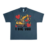 Midnight Navy i dig you valentines excavator Urban Heavy Tee - MaliasSmallBusiness