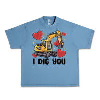 Pebble Blue i dig you valentines excavator Urban Heavy Tee - MaliasSmallBusiness