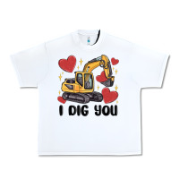 White i dig you valentines excavator Urban Heavy Tee - MaliasSmallBusiness