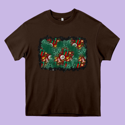 Christmas Gift Box And Leopard Background Heavy Core Tee Designed By Bundleandbundleshop