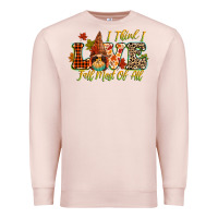 Pale Pink i think i love fall most of all Premium Sweatshirt - CowGirlArtShop