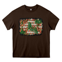 Chocolate Brown christmas ornament and diamond plaid  background Heavy Core Tee - BundleAndBundleShop