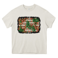 Cream christmas ornament and diamond plaid  background Heavy Core Tee - BundleAndBundleShop