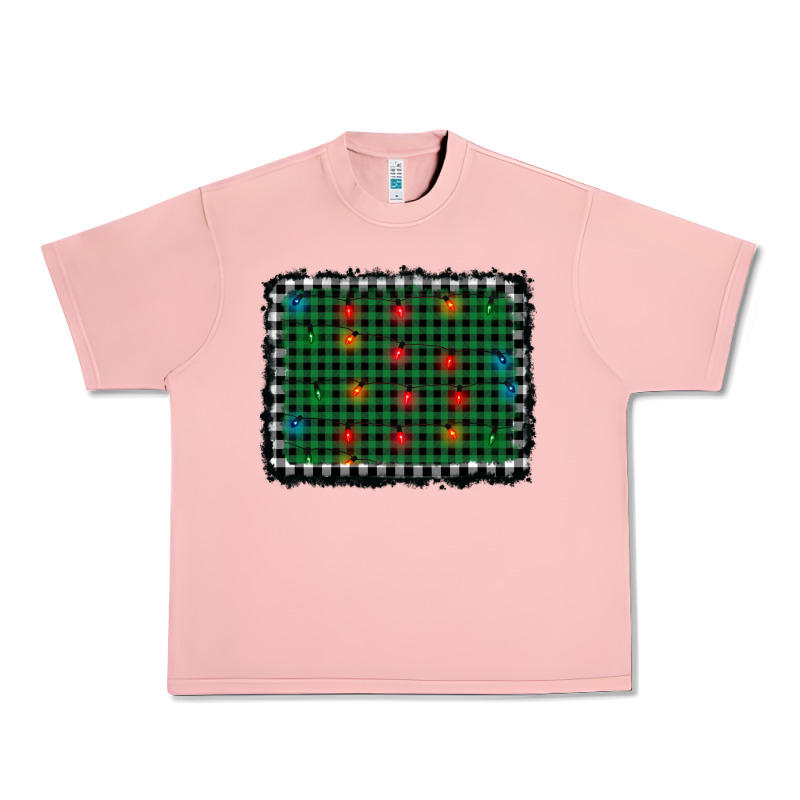 Christmas Buffalo Plaid And Lights Background Urban Heavy Tee by AdoDesignShop | Teevron