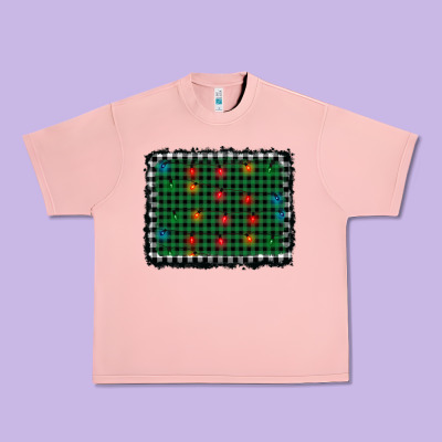 Christmas Buffalo Plaid And Lights Background Urban Heavy Tee Designed By Adodesignshop