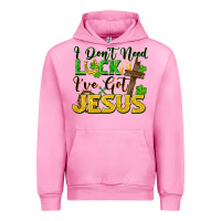 Fuchsia Pink i don't need luck i've got jesus Urban Hoodie - FaDigitalArtStudio