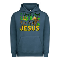 Pigment Midnight Navy i don't need luck i've got jesus Urban Hoodie - FaDigitalArtStudio