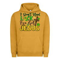Pigment Peanut Butter i don't need luck i've got jesus Urban Hoodie - FaDigitalArtStudio