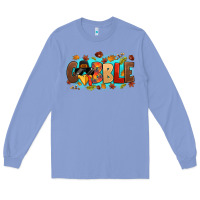 Colony Blue gobble with thanksgiving turkeys Long Sleeve Tee - MaliasSmallBusiness