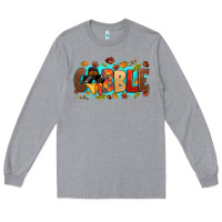 Heather Grey gobble with thanksgiving turkeys Long Sleeve Tee - MaliasSmallBusiness