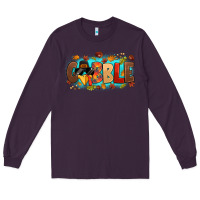 Plum gobble with thanksgiving turkeys Long Sleeve Tee - MaliasSmallBusiness