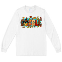 White gobble with thanksgiving turkeys Long Sleeve Tee - MaliasSmallBusiness