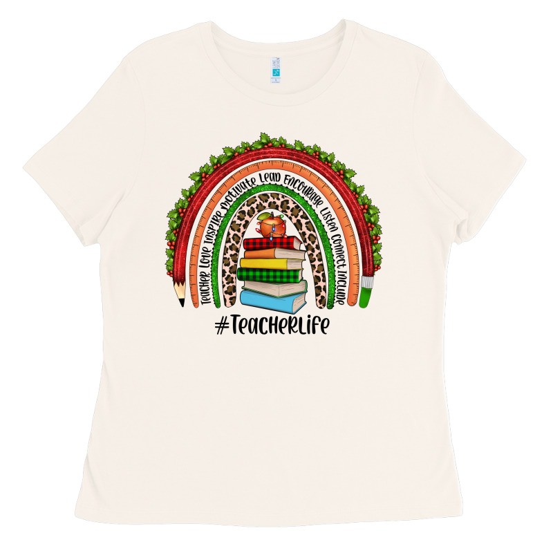 Christmas Teacherlife Rainbow Ladies Tee by JahusDesignShop | Teevron