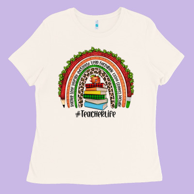Christmas Teacherlife Rainbow Ladies Tee Designed By Jahusdesignshop