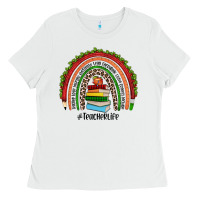 White Christmas Teacherlife rainbow Ladies Tee - JahusDesignShop