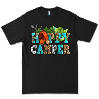 Black happy camper with trees and map Premium Tee - AdoDesignShop