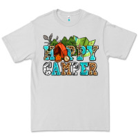 Dove Grey happy camper with trees and map Premium Tee - AdoDesignShop