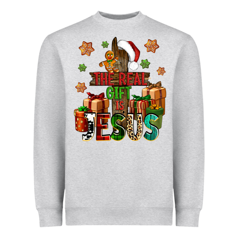 The Real Gift Is Jesus Heavyweight Sweatshirt by NancyCooperArtShop | Teevron