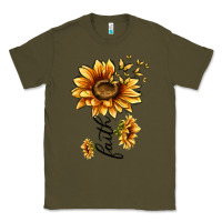 Army Green faith sunflower Classic Tee - MaliasSmallBusiness