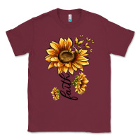 Burgundy faith sunflower Classic Tee - MaliasSmallBusiness