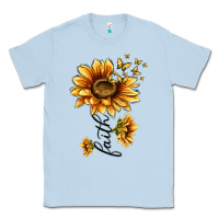 Dusty Blue faith sunflower Classic Tee - MaliasSmallBusiness